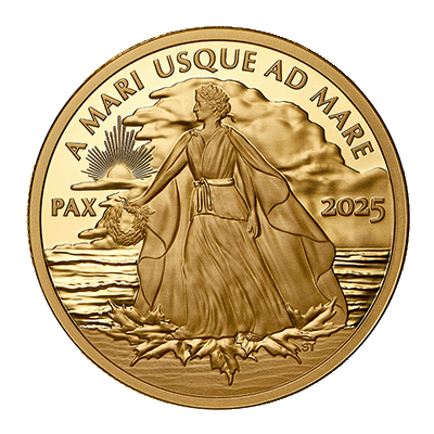 A picture of a 1 oz Peace Dollar Gold Coin (2025)